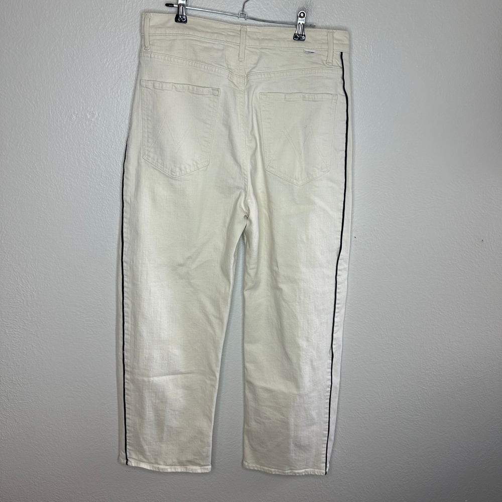 MOTHER The Half Pipe High-Rise Ankle Jeans Ivory Wide Leg Barrel Size 31 - Picture 5 of 12
